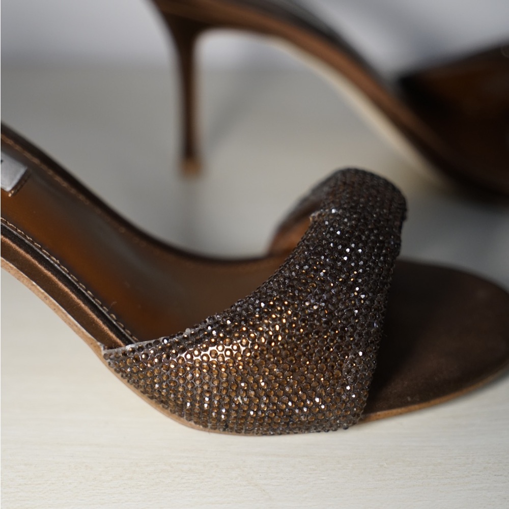 Steve Madden Brown Crystal Embellished Heels